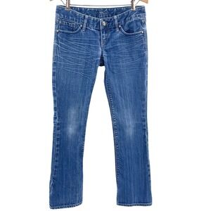 Y2K Express Low Rise Bootcut Jeans Women 0 Medium Wash Whiskered Denim